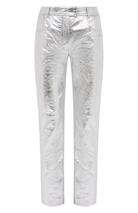Женские кожаные брюки OFF-WHITE серебряного цвета по цене 140500 руб., арт. 0WJB011F20LEA0010900 | Фото 1 Женские кожаные брюки OFF-WHITE серебряного цвета, арт. 0WJB011F20LEA0010900 | Фото 1