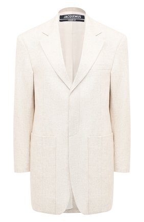 Женский жакет из льна и вискозы JACQUEMUS бежевого цвета по цене 61350 руб., арт. 203JA04/124140 | Фото 1 Женский жакет из льна и вискозы JACQUEMUS бежевого цвета, арт. 203JA04/124140 | Фото 1