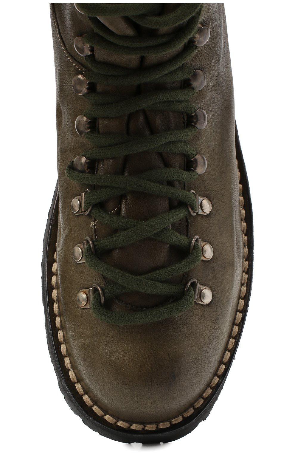 Мужские кожаные ботинки ANDREA VENTURA FIRENZE зеленого цвета, арт. LE APUANE 1/IGNIS WASH/VIBRAM ARCTIC GRIP | Фото 5 (Материал внешний: Кожа; Мужское Кросс-КТ: Хайкеры-обувь, Ботинки-обувь; Материал внутренний: Натуральная кожа; Материал утеплителя: Без утеплителя; Длина стельки: 29; Подошва: Плоская; ширина носка стельки: 8,8; высота каблука: 3,5; толщина подошвы: 2)