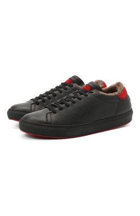 Мужские кожаные кеды ANDREA VENTURA FIRENZE черного цвета по цене 34250 руб., арт. PF-GIANNUTRI-M0D/SHEARLING/CERV0+CACHEMIRE/PF-BR | Фото 1 Мужские кожаные кеды ANDREA VENTURA FIRENZE черного цвета, арт. PF-GIANNUTRI-M0D/SHEARLING/CERV0+CACHEMIRE/PF-BR | Фото 1
