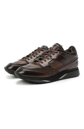 Мужские кожаные кроссовки SANTONI темно-коричневого цвета по цене 62900 руб., арт. MBEN21203NGGPG0DT60 | Фото 1 Мужские кожаные кроссовки SANTONI темно-коричневого цвета, арт. MBEN21203NGGPG0DT60 | Фото 1