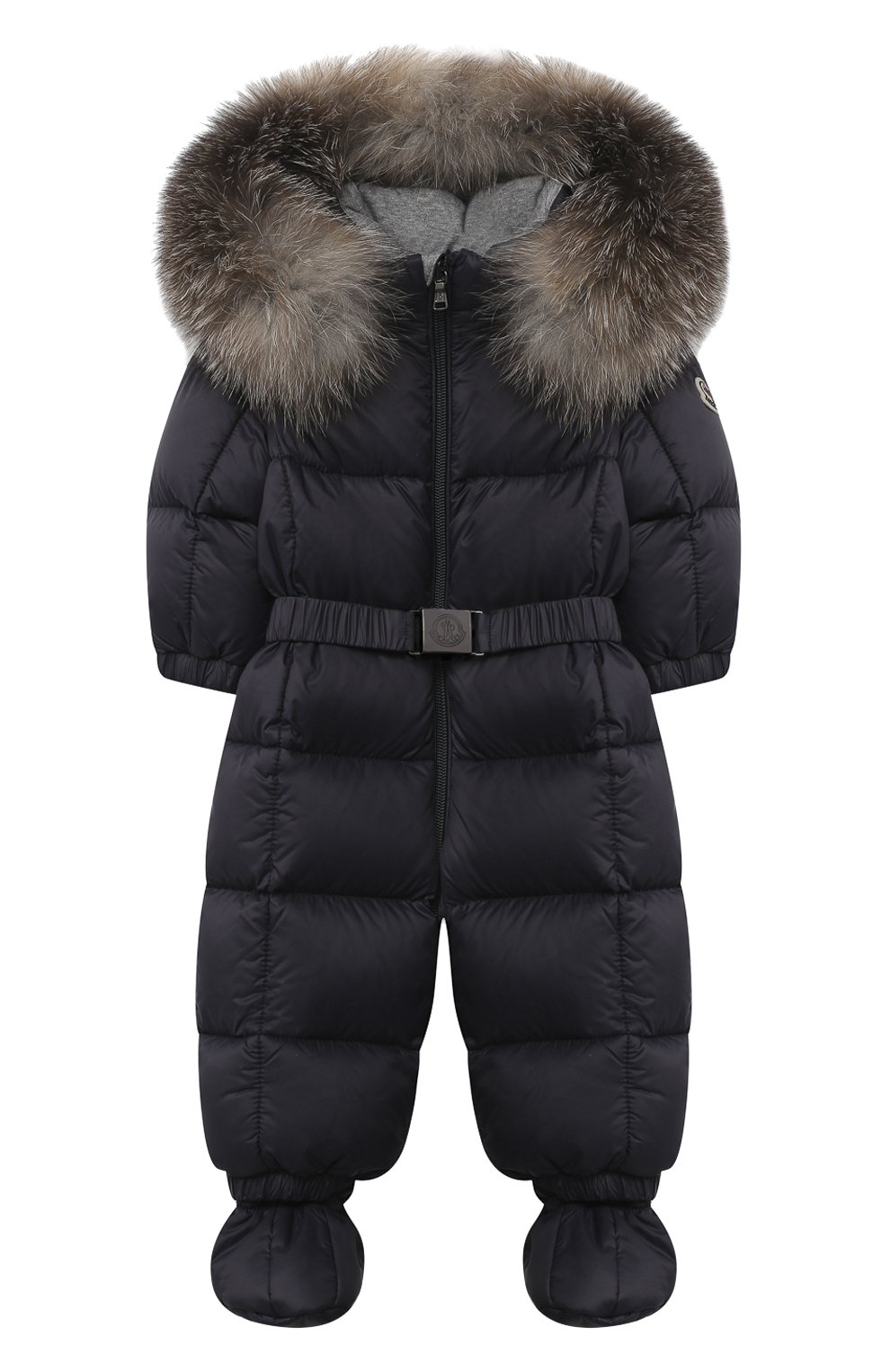 Детского пуховый комбинезон с пинетками MONCLER темно-синего цвета, арт. F2-951-1G506-02-53079/3M-18M | Фото 1