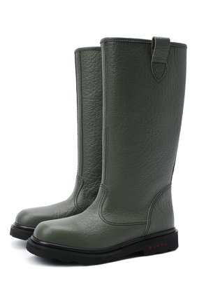 Женские кожаные сапоги MARNI темно-зеленого цвета по цене 78200 руб., арт. STMS005802/P3745 | Фото 1 Женские кожаные сапоги MARNI темно-зеленого цвета, арт. STMS005802/P3745 | Фото 1