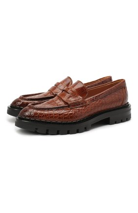 Женские лоферы из кожи аллигатора SANTONI коричневого цвета по цене 364500 руб., арт. WUCR59143HL1NCW0C50 | Фото 1 Женские лоферы из кожи аллигатора SANTONI коричневого цвета, арт. WUCR59143HL1NCW0C50 | Фото 1