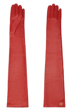 Женские кожаные перчатки VALENTINO красного цвета по цене 41750 руб., арт. UW0GCA19/WJW | Фото 2 Женские кожаные перчатки VALENTINO красного цвета, арт. UW0GCA19/WJW | Фото 2 (Длина (верхняя одежда): Длинные)