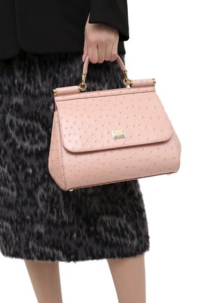 Женская сумка sicily medium DOLCE & GABBANA розового цвета, арт. BB6002/A8M40 | Фото 2 (Ремень/цепочка: На ремешке; Материал: Натуральная кожа; Сумки-технические: Сумки top-handle; Размер: medium)