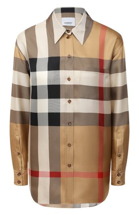 Женская шелковая рубашка BURBERRY бежевого цвета по цене 79500 руб., арт. 8034090 | Фото 1 Женская шелковая рубашка BURBERRY бежевого цвета, арт. 8034090 | Фото 1