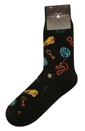 Мужские хлопковые носки STORY LORIS черного цвета, арт. 1077 | Фото 1 (Материал внешний: Хлопок; Кросс-КТ: бельё)