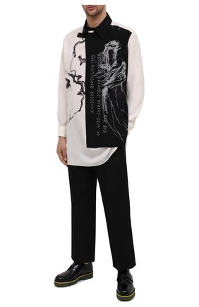 Мужская шелковая рубашка YOHJI YAMAMOTO черно-белого цвета по цене 168000 руб., арт. HR-B76-887 | Фото 2 Мужская шелковая рубашка YOHJI YAMAMOTO черно-белого цвета, арт. HR-B76-887 | Фото 2