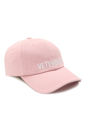 Женская хлопковая бейсболка VETEMENTS розового цвета по цене 27300 руб., арт. UAH21CA933 1000/W | Фото 1 Женская хлопковая бейсболка VETEMENTS розового цвета, арт. UAH21CA933 1000/W | Фото 1