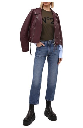 Женская хлопковый лонгслив N21 хаки цвета по цене 29950 руб., арт. 20I N2M0/F072/4157 | Фото 2 Женская хлопковый лонгслив N21 хаки цвета, арт. 20I N2M0/F072/4157 | Фото 2