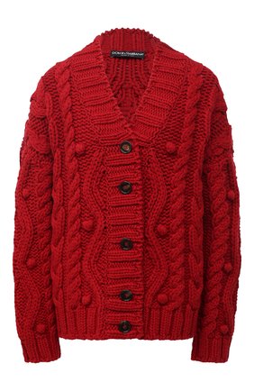 Женский шерстяной кардиган DOLCE & GABBANA красного цвета по цене 247000 руб., арт. FXC15T/JBME1 | Фото 1 Женский шерстяной кардиган DOLCE & GABBANA красного цвета, арт. FXC15T/JBME1 | Фото 1