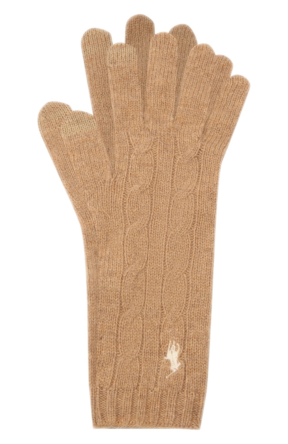 Женские перчатки из шерсти и кашемира POLO RALPH LAUREN бежевого цвета, арт. 455823611 | Фото 1 (Материал: Текстиль, Шерсть)