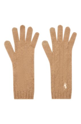 Женские перчатки из шерсти и кашемира POLO RALPH LAUREN бежевого цвета, арт. 455823611 | Фото 2 (Материал: Текстиль, Шерсть)
