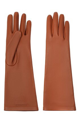 Женские кожаные перчатки SAINT LAURENT коричневого цвета по цене 36550 руб., арт. 639505/3YA26 | Фото 2 Женские кожаные перчатки SAINT LAURENT коричневого цвета, арт. 639505/3YA26 | Фото 2