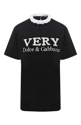 Женская хлопковая футболка DOLCE & GABBANA черного цвета по цене 57450 руб., арт. F8M70Z/G7XLR | Фото 1 Женская хлопковая футболка DOLCE & GABBANA черного цвета, арт. F8M70Z/G7XLR | Фото 1