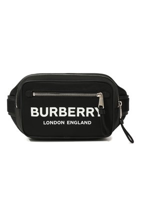 Мужская текстильная поясная сумка BURBERRY черного цвета, арт. 8021089 | Фото 1 (Ремень/цепочка: На ремешке; Материал: Текстиль; Размер: small; Случай: Повседневный)