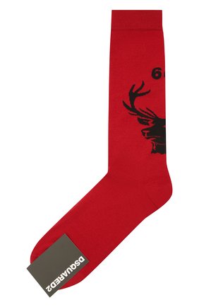Мужские шерстяные носки DSQUARED2 красного цвета, арт. DFV142000 | Фото 1 (Материал внешний: Шерсть; Кросс-КТ: бельё)