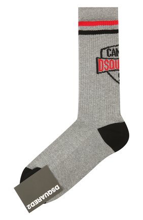 Мужские носки DSQUARED2 серого цвета, арт. DFV141940 | Фото 1 (Материал внешний: Хлопок; Кросс-КТ: бельё)
