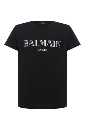 Мужская хлопковая футболка BALMAIN черного цвета по цене 27200 руб., арт. UH11601/I312 | Фото 1 Мужская хлопковая футболка BALMAIN черного цвета, арт. UH11601/I312 | Фото 1