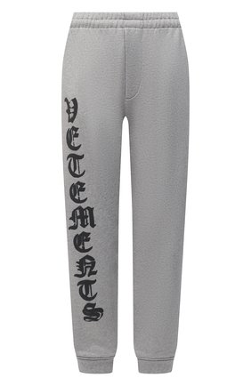 Женские хлопковые джоггеры VETEMENTS серого цвета по цене 66100 руб., арт. ME51PA820G 1601 | Фото 1 Женские хлопковые джоггеры VETEMENTS серого цвета, арт. ME51PA820G 1601 | Фото 1