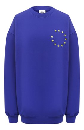 Женская хлопковый свитшот VETEMENTS синего цвета по цене 54650 руб., арт. UE51TR670R 1613/W | Фото 1 Женская хлопковый свитшот VETEMENTS синего цвета, арт. UE51TR670R 1613/W | Фото 1