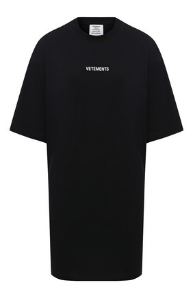 Женская хлопковая футболка VETEMENTS черного цвета по цене 32300 руб., арт. UE51TR540B 1600/W | Фото 1 Женская хлопковая футболка VETEMENTS черного цвета, арт. UE51TR540B 1600/W | Фото 1