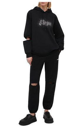 Женская хлопковое худи MSGM черного цвета по цене 32800 руб., арт. 2942MDM281 207999 | Фото 2 Женская хлопковое худи MSGM черного цвета, арт. 2942MDM281 207999 | Фото 2