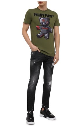Мужская хлопковая футболка PHILIPP PLEIN хаки цвета по цене 57420 руб., арт. A20C MTK4635 PJY002N | Фото 2 Мужская хлопковая футболка PHILIPP PLEIN хаки цвета, арт. A20C MTK4635 PJY002N | Фото 2
