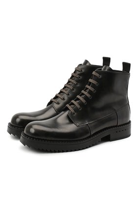 Мужские кожаные ботинки ATTIMONELLI'S хаки цвета, арт. AA467 | Фото 1 (Подошва: Плоская; Материал внутренний: Натуральная кожа; Мужское Кросс-КТ: Ботинки-обувь; Материал внешний: Кожа; Материал утеплителя: Без утеплителя)