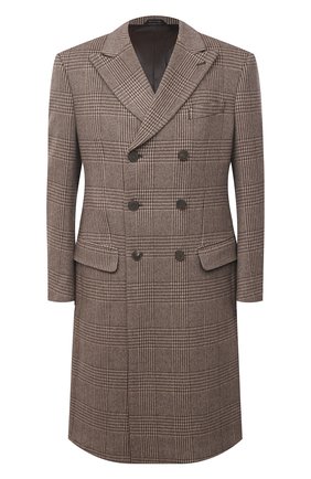 Мужской кашемировое пальто GIORGIO ARMANI коричневого цвета, арт. 0WG0L05Q/T01ZU | Фото 1 (Материал внешний: Шерсть, Кашемир; Рукава: Длинные; Длина (верхняя одежда): До колена; Материал подклада: Синтетический материал; Мужское Кросс-КТ: пальто-верхняя одежда; Стили: Кэжуэл)