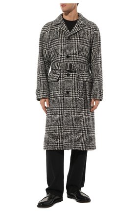 Мужской шерстяное пальто DOLCE & GABBANA черно-белого цвета, арт. G020XT/FQMIF | Фото 2 (Материал подклада: Вискоза; Рукава: Длинные; Материал внешний: Шерсть; Мужское Кросс-КТ: пальто-верхняя одежда; Стили: Кэжуэл; Длина (верхняя одежда): Длинные)