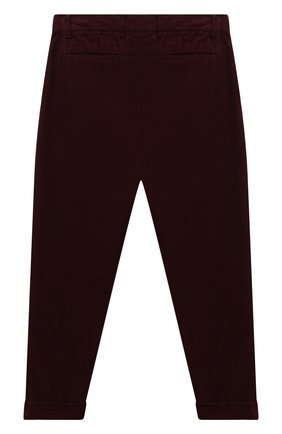 Детские хлопковые брюки BRUNELLO CUCINELLI бордового цвета по цене 34900 руб., арт. B279DP100C | Фото 2 Детские хлопковые брюки BRUNELLO CUCINELLI бордового цвета, арт. B279DP100C | Фото 2 (Материал внешний: Хлопок; Мальчики Кросс-КТ: Брюки-одежда; Случай: Повседневный; Ростовка одежда: 12 лет | 152 см)