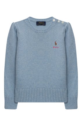 Детский пуловер из шерсти и кашемира POLO RALPH LAUREN голубого цвета по цене 14700 руб., арт. 311800168 | Фото 1 Детский пуловер из шерсти и кашемира POLO RALPH LAUREN голубого цвета, арт. 311800168 | Фото 1 (Рукава: Длинные; Материал внешний: Шерсть; Девочки Кросс-КТ: Пуловер-одежда; Ростовка одежда: 18 мес | 86 см, 2 года | 92 см, 4 года | 104 см)