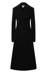 Женское пальто BOTTEGA VENETA черного цвета, арт. 640689/V03D0 | Фото 1 (Рукава: Длинные; Региональные ограничения белый список (Axapta Mercury): RU; Материал внешний: Хлопок; Стили: Классический; Длина (верхняя одежда): Длинные; 1-2-бортные: Двубортные; Материал подклада: Купро)
