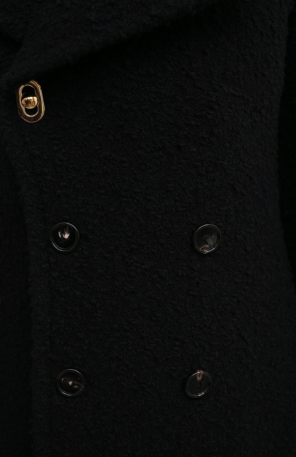 Женское пальто BOTTEGA VENETA черного цвета, арт. 640689/V03D0 | Фото 5 (Рукава: Длинные; Региональные ограничения белый список (Axapta Mercury): RU; Материал внешний: Хлопок; Стили: Классический; Длина (верхняя одежда): Длинные; 1-2-бортные: Двубортные; Материал подклада: Купро)