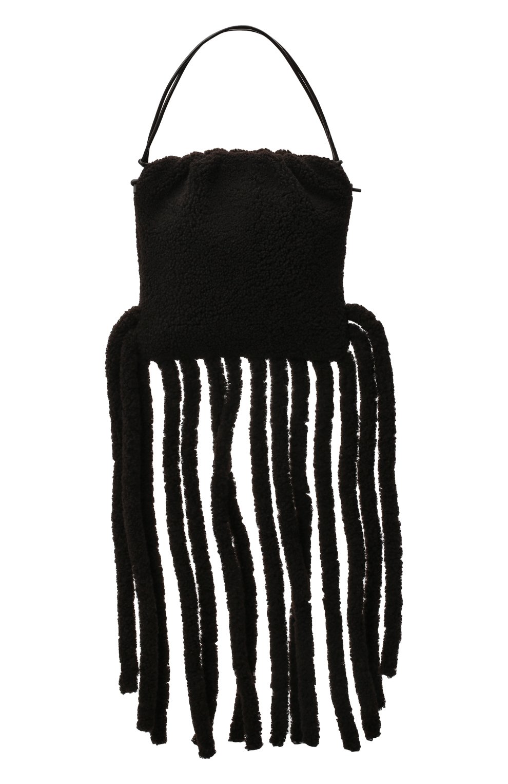 Женский сумка-шопер the fringe BOTTEGA VENETA темно-коричневого цвета, арт. 630363/V03F1 | Фото 1 (Материал: Натуральный мех; Сумки-технические: Сумки-шопперы; Размер: medium; Региональные ограничения белый список (Axapta Mercury): RU)