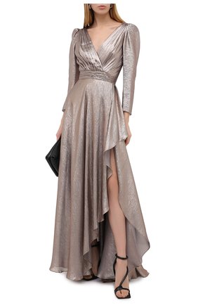 Женское шелковое платье ZUHAIR MURAD золотого цвета по цене 446500 руб., арт. DRP20012/CHLU003 | Фото 2 Женское шелковое платье ZUHAIR MURAD золотого цвета, арт. DRP20012/CHLU003 | Фото 2