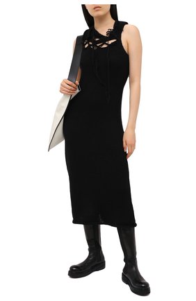 Женское платье YOHJI YAMAMOTO черного цвета по цене 126000 руб., арт. FR-K27-197 | Фото 2 Женское платье YOHJI YAMAMOTO черного цвета, арт. FR-K27-197 | Фото 2