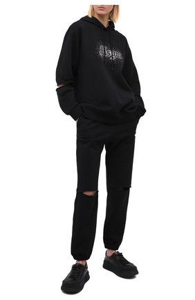 Женские хлопковые джоггеры MSGM черного цвета по цене 19650 руб., арт. 2942MDP162 207999 | Фото 2 Женские хлопковые джоггеры MSGM черного цвета, арт. 2942MDP162 207999 | Фото 2