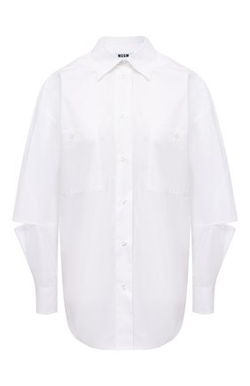 Женская хлопковая рубашка MSGM белого цвета по цене 26750 руб., арт. 2942MDE105 207813 | Фото 1 Женская хлопковая рубашка MSGM белого цвета, арт. 2942MDE105 207813 | Фото 1