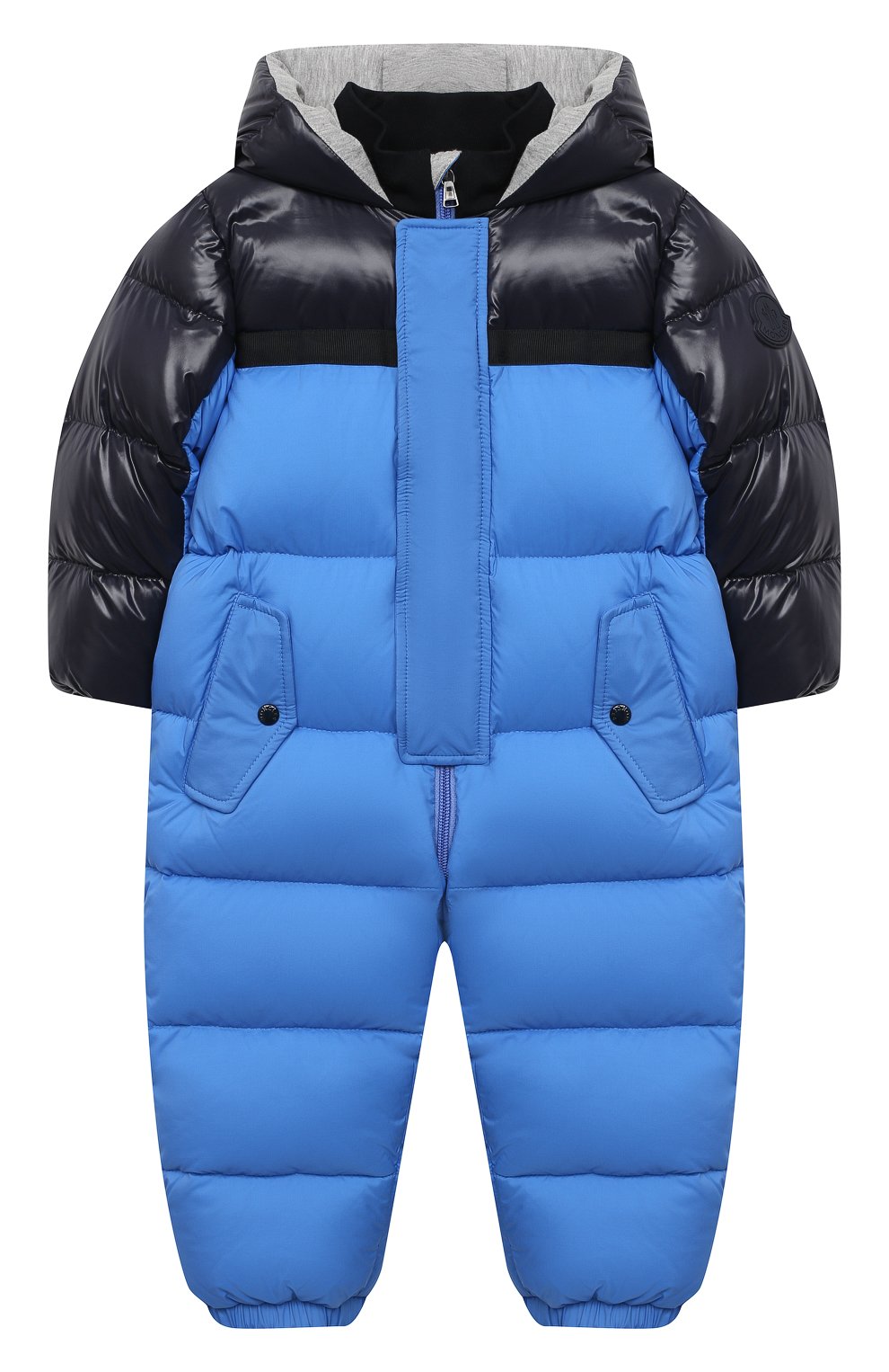 Детский пуховый комбинезон MONCLER синего цвета, арт. F2-951-1G508-20-53333/18M-3A | Фото 1 (Региональные ограничения белый список (Axapta Mercury): RU; Ростовка одежда: 18 мес | 86 см, 24 мес | 92 см, 36 мес | 98 см)