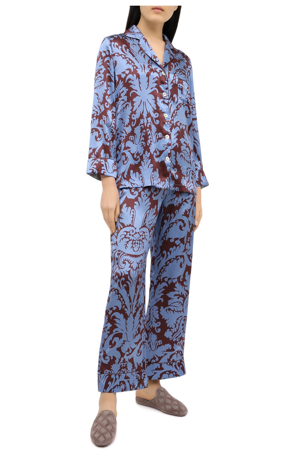 Женская пижама LUNA DI SETA голубого цвета, арт. VLST60704 | Фото 1 (Материал внешний: Вискоза)
