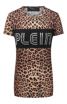 Женская хлопковая футболка PHILIPP PLEIN коричневого цвета по цене 57420 руб., арт. A20C WTK2087 PJY002N | Фото 1 Женская хлопковая футболка PHILIPP PLEIN коричневого цвета, арт. A20C WTK2087 PJY002N | Фото 1