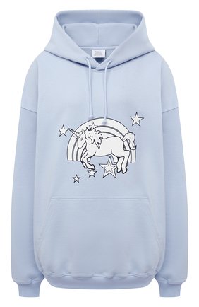 Женский хлопковое худи VETEMENTS голубого цвета по цене 78250 руб., арт. UE51TR400X 1601/W | Фото 1 Женский хлопковое худи VETEMENTS голубого цвета, арт. UE51TR400X 1601/W | Фото 1