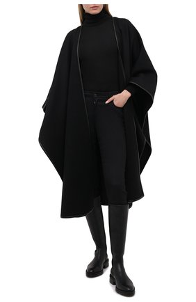Женская шерстяная накидка SAINT LAURENT черного цвета по цене 231500 руб., арт. 634644/Y5B49 | Фото 2 Женская шерстяная накидка SAINT LAURENT черного цвета, арт. 634644/Y5B49 | Фото 2