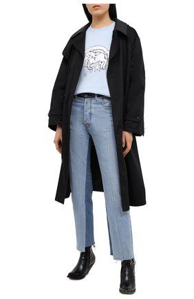 Женская хлопковая футболка VETEMENTS голубого цвета по цене 40950 руб., арт. UE51TR390X 1600/W | Фото 2 Женская хлопковая футболка VETEMENTS голубого цвета, арт. UE51TR390X 1600/W | Фото 2