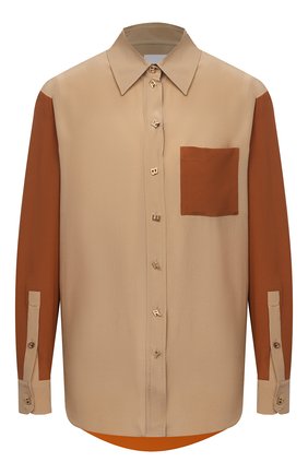 Женская шелковая рубашка BURBERRY бежевого цвета по цене 72500 руб., арт. 8033122 | Фото 1 Женская шелковая рубашка BURBERRY бежевого цвета, арт. 8033122 | Фото 1