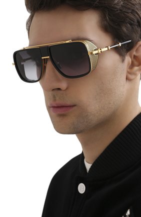 Мужские солнцезащитные очки BALMAIN черного цвета, арт. BPS-104A | Фото 2 (Кросс-КТ: С/з-мужское; Региональные ограничения белый список (Axapta Mercury): RU; Тип очков: С/з; Очки форма: Прямоугольные; Оптика Гендер: оптика-мужское)