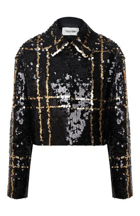 Женский жакет из шерсти и шелка VALENTINO черного цвета по цене 633000 руб., арт. UB3CE2101CF | Фото 1 Женский жакет из шерсти и шелка VALENTINO черного цвета, арт. UB3CE2101CF | Фото 1
